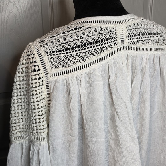 Ariat Women's Medium Western Sleeve Open Stitch Shrug Top Blouse White Flowy - Picture 5 of 7